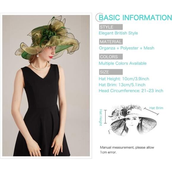 Women's Kentucky Derby Church Dress Hat 02-green - Picture 4 of 7